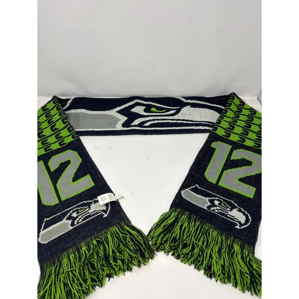 Seattle Seahawks Scarf FOCO 12th Man‎ Knit NFL Fan Gear Blue Green Fringe